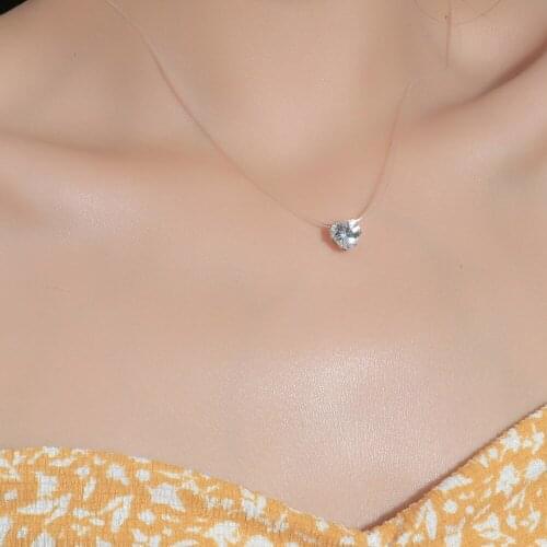 Engagement Necklace Designed for Women Gold Color Love Heart Shape Inlaid Cubic Zirconia Party Send Friends Handmade Accessories