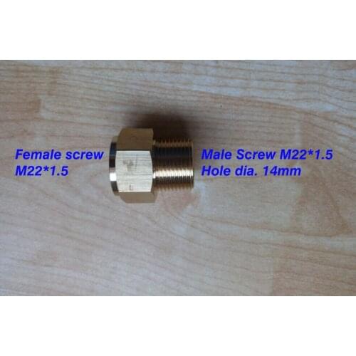 Female and Male car washer hose adaptor connector, one end Female M22*1.5MM, another end Male M22*1.5*14mm hole diameter 14mm