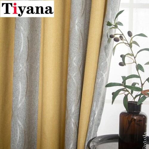 Striped Nordic Style Yellow Curtains for Living Room Shade Chenille Thickened Warmth and Cold-proof Curtains JK271Z