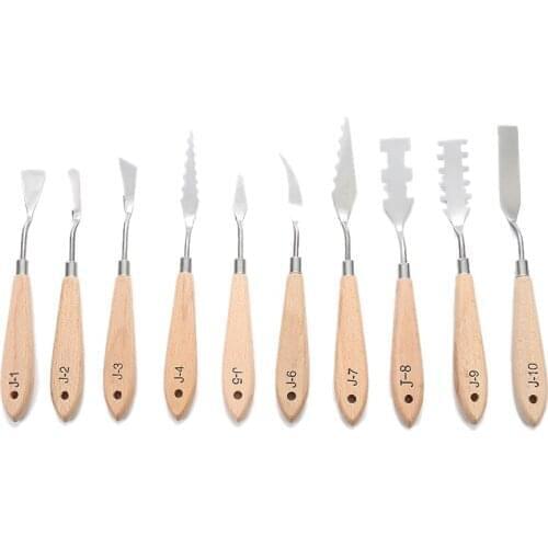 Stainless Steel Palette Scraper Mixed 10pcs/set Paint Palette Knives Blade Unique Shapes Oil Painting Knife Tools For Artist