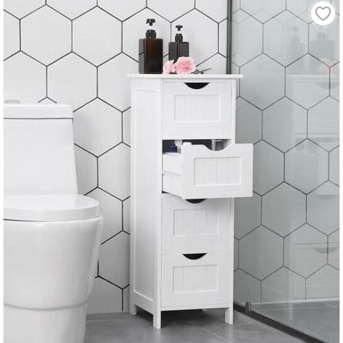 Four-drawing Bathroom Storage Cabinet Bathroom Toilet Storage Cabinet Organizer Vanity Floor Standing Rack Shower Shelf HWC