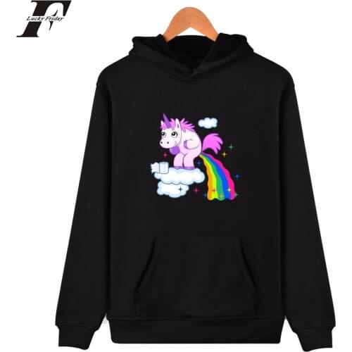 LUCKYFRIDAYF Unicorn Hoodie Sweatshirt Funny Cute Cartoon Print Pullover Plus Hoodies Men Hip Hop Streetwear Casual Boys