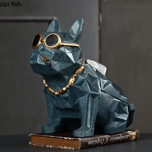 Domineering Dog Tissue Box Cover Car Tissue Resin Animal Decorative Sunglasses Dog Napkin Holder Desktop Paper Towel Boxes