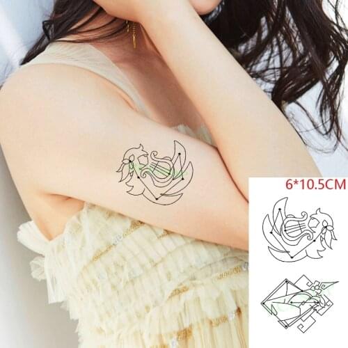 Waterproof Temporary Tattoo Sticker Genshin game Arrow Line Black Geometric Tatto Flash Tatoo Fake Tattoos for Men Women