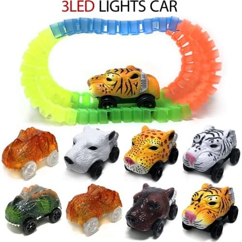 Railway Magic Luminous Flexible animal Track Car Toys Children Racing Rail Track Bend Flash Light Car DIY Toys Children Gift