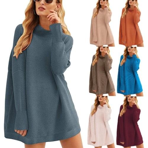Women Casual Turtleneck Batwing Sleeve Slouchy Oversized Ribbed Knit Tunic Sweaters Pullover