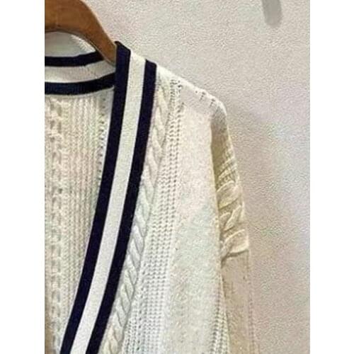 Women Sweater 2021 Autumn New Cardigan Chain Button Ladies Fashion Long Sleeve Loose Wool Knitted Sweater