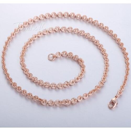 3mm Womens 585 Rose Gold Filled Cut Rolo Round Link Chain Necklace Fashion Jewelry GN357