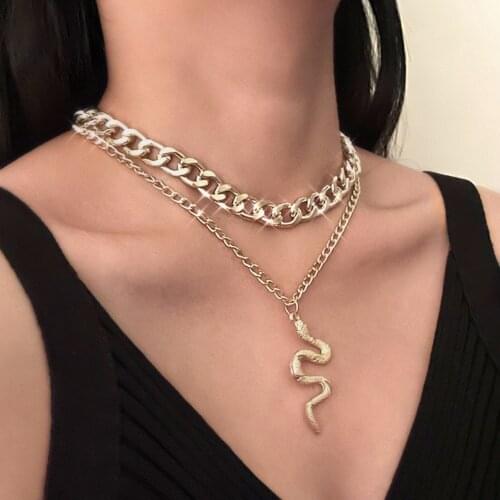 Flatfoosie Vintage Multi-layer Snake Chain Choker Necklace For Women Boho Gold Color Dragon Butterfly Pendant Necklace Jewelry