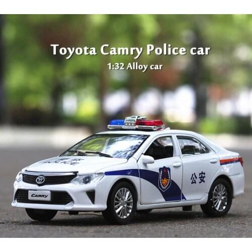 1:32 Camry Police Diecast Cars Model Toy Vehicle Pull Back Sound Light Car toys gift for children kids