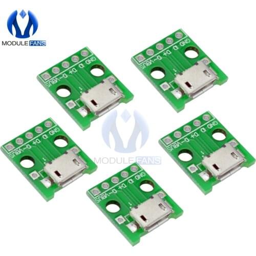 10pcs MICRO USB to DIP Adapter 5pin Female Connector B Type Pcb Converter Pinboard 2.54 Diy Kit Electronic PCB Board Module