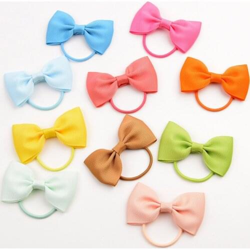 20Pcs/lot Rainbow Solid Hair Band For Baby Girls Elastic Rope Handmade Rubber Band Ponytail Holder Headband Hair Accessories032