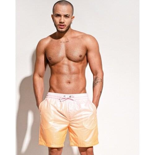 2021Casual Tapered Beach Pants New Male Swimming Trunks Sexy Boxer Briefs Loose Swim Shorts Swimsuit Fashion Men Swimwear Pants