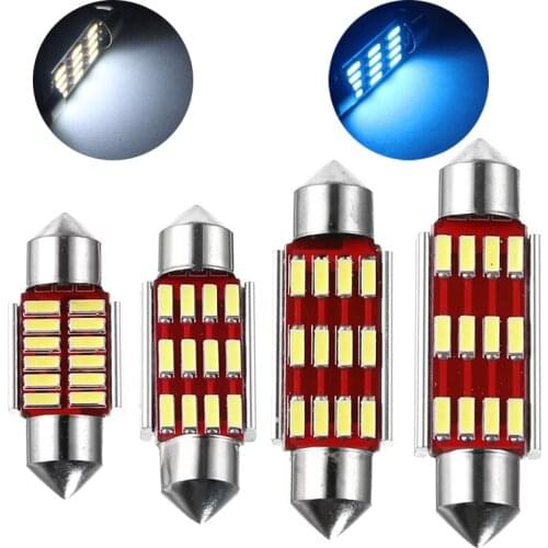 50Pcs Double-Tip 31mm 36mm 39mm 41mm Canbus Error Free 4014 12SMD Car Bulbs For Dome Lamps Auto Interior Reading Lights 12V
