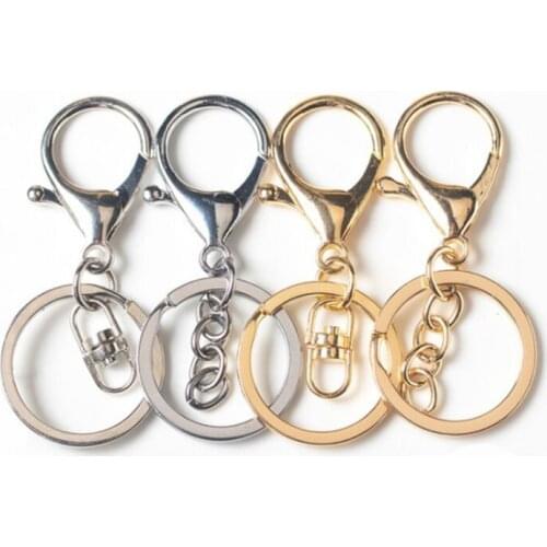 50pcs/lot 30mm Key Ring Long 73mm Popular classic Plated lobster clasp key hook chain jewelry making keychain