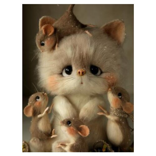 5D Round Diamond Embroidery Cat and Mouse Diamond Painting Cross Stitch Mosaic Cartoon Full Square/round Diamond Decoration Home