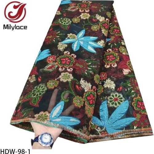 African Gilding Lace Fabric Flower Style French Gilded Jacquard Lace Fabric Nigerian Tulle Laces for Party Wedding HDW-98