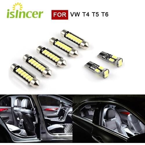 6/7Pcs Car LED Plate Interior Reading Light For VW T4 T5 T6 Multivan Caravelle Transporter Festoon Bulb White Replacement