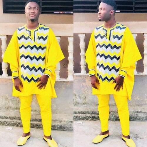 Free shipping 100% cotton dashiki traditional fashion design mens african basin riche embroidered design