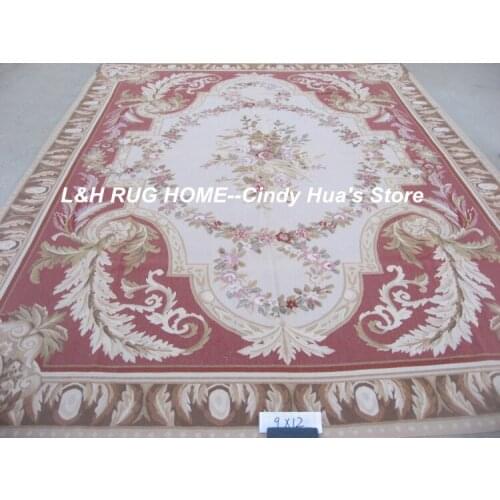 Free shipping 9'x12' Aubusson rugs woolen carpets Aubusson woven rugs big medallion