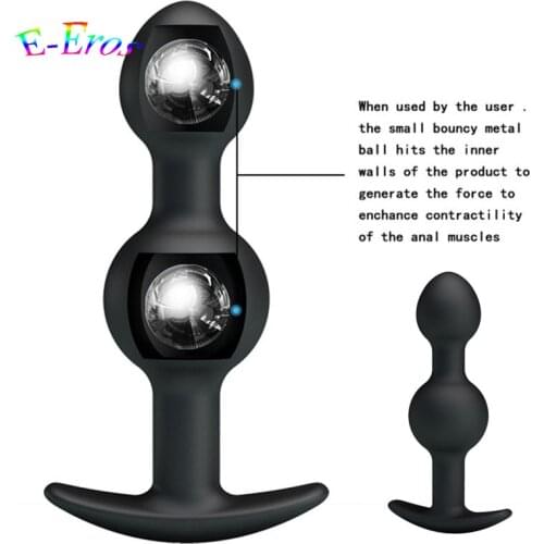 ORISSI Black Anal Sex Toys Silicone Anal Beads Metel Ball Inside Muscles Trainer Sex Product Butt Plug Anal Masturbator Toys