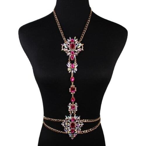 DiLiCa Fashion Womens Cross Chain Jewelry Accessories Vintage Crystal Flower Statement Necklace Female Bikini Cross Jewelry