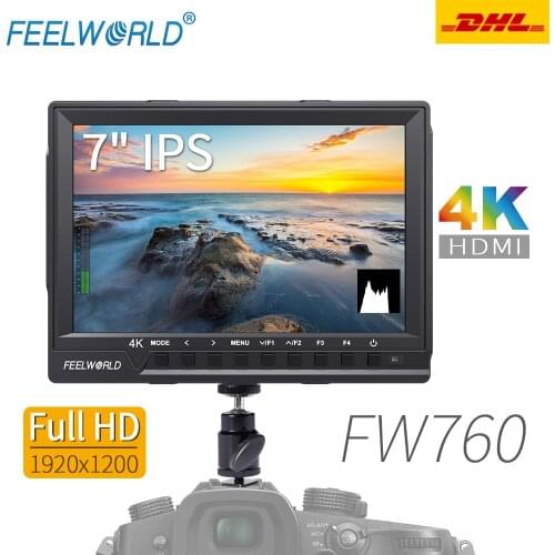 Feelworld FW760 Monitor 7 Inch IPS Full HD 1920x1200 4K-HDMI Camera Monitor for DSLR Monitoring For Nikon Sony Canon Camera