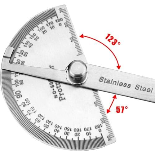 Stainless Steel Goniometer Angle Ruler 180 Degree Protractor Metal Angle Finder Rotary Measuring Ruler Woodworking Tools