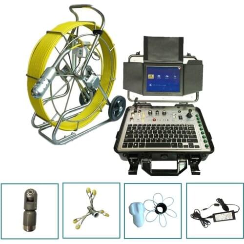 Sewer pipeline inspection camera 360 degree 8inch LCD monitor pan tilt video 60m/80m/100m/120m cable with stainless steel skids