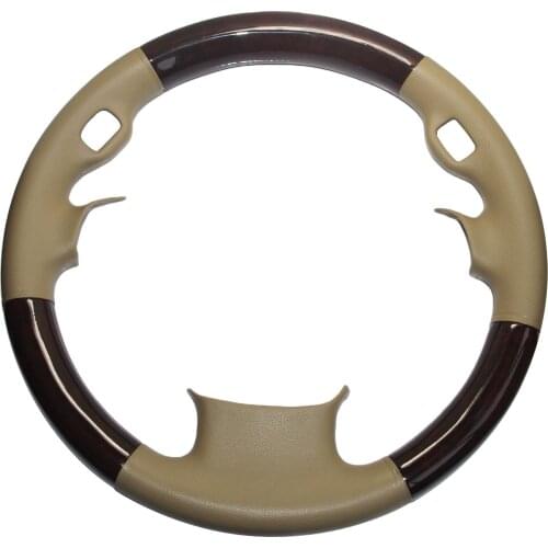 Tan Beige Leather Wood Steering Wheel Cover Decor for BMW 3-Spokes E65 E66 E67 730i 730Li 735i 735Li 745i 750i 760i 760li 740d