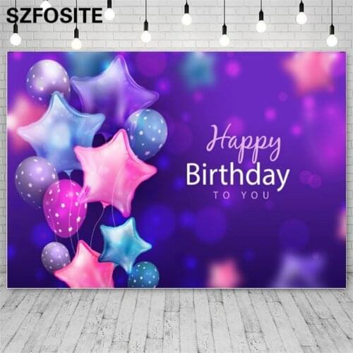 Beautiful Colorful Balloon Girl Party Romantic Purple Background Kid Birthday Decoration Photography Studio Photo Vinyl Backdrop