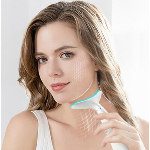 Massager for Face Neck Anti-Aging Light Sonic Vibration LED Photon Heating Wrinkles Removal Skin Tightening Neck Lift Beauty