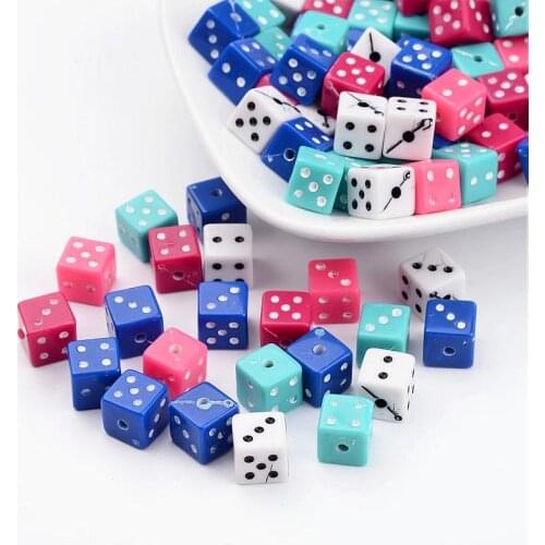 Chunky Mixed Color Acrylic Dice Beads 7.5mm