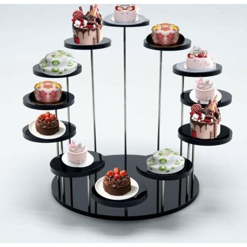 New Fashion Multi-layer Acrylic Jewelry Ring Display Kitchen Cake Tray Display Baking Rack 3 Stand Stand Show Pendant W0T4