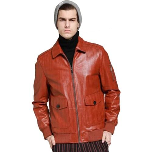 Gentleman Simple 100% Genuine Sheepskin Leather Men Coat Regular Male Casual Black Jacket Men Natural Leather Jacket
