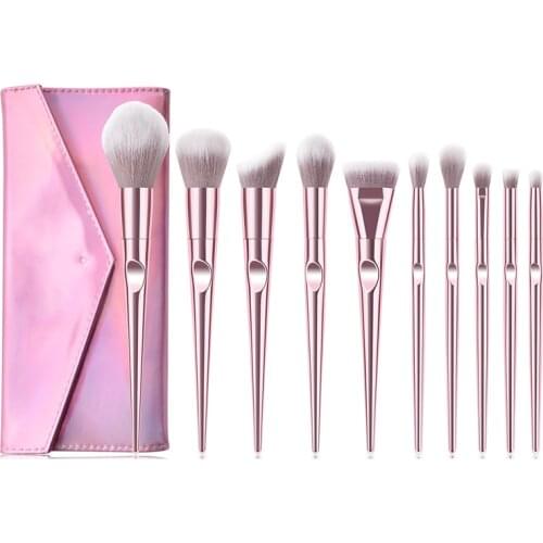 10 Pcs Pro Makeup Brushes Set With Brushes Bag Foundation Eyebrow Eyeshadow Makeup Brush Fashion Beauty Make Up Cosmetic Tools