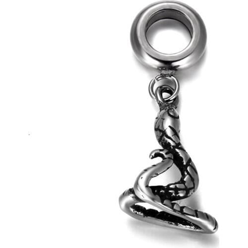 316L Stainless Steel Spacer Bail Bead Snake Charms 5mm Hole Polished Metal Charm Accessories DIY Bracelet Jewelry Making