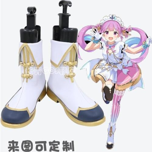 VTuber Minato Aqua Cosplay Shoes Boots Costume Hand-made Leather Role Play prop
