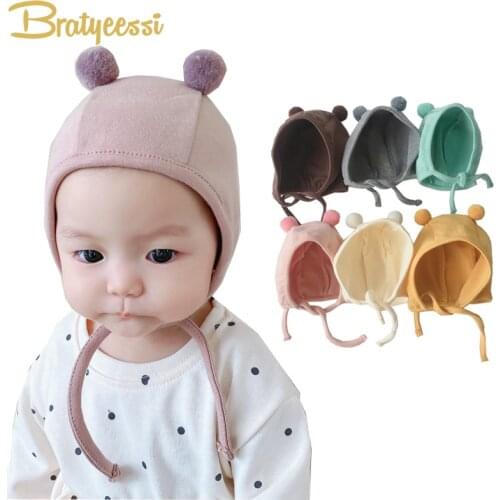 Pompom Baby Hat for Girls Autumn Winter Baby Boy Cap Cotton Kids Hats Infant Bonnet Toddler Baby Beanie Newborn Hat 3-15M