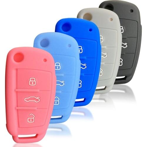 Silicone Car Key Cover Case For Audi A6 C6 4f TT A2 A3 A4 A8 Q3 S3 RS3 E-tron Folding Key Holder Protection Accessories Shell