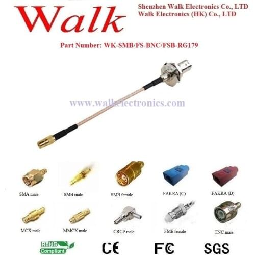 SMB female BNC female rg179 cable, BNC SMB rg179 cable, bnc cable antenna