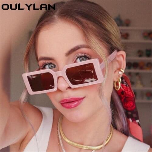 Oulylan 2021 Fashion Square Sunglasses for Women Small Rectangle Sun Glasses Ladies Brand Designer Green Eeywear Shades UV400