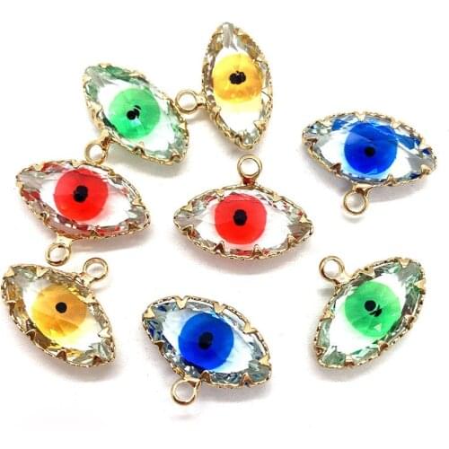 14x19mm Faceted Eye Shape Glass Crystal Pendant Gold Plating Claw Charm for Necklace Earrings DIY Jewelry Making ACC