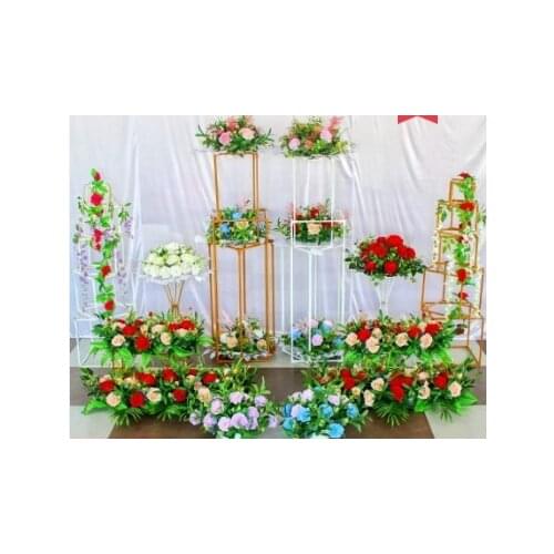 Wedding props silk flower arches iron geometry forest wedding window decoration floral ornaments