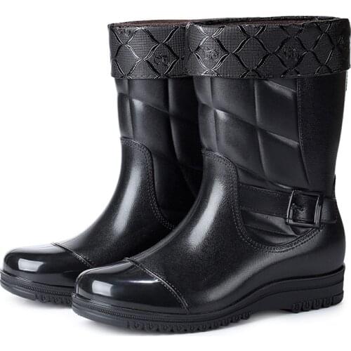 Keep Warm Rain Boots Men Fashion Mid-calf Rubber Boots Warm Rain Shoes for Men Non-slip Rainboots Water Shoes Galoshes 2021