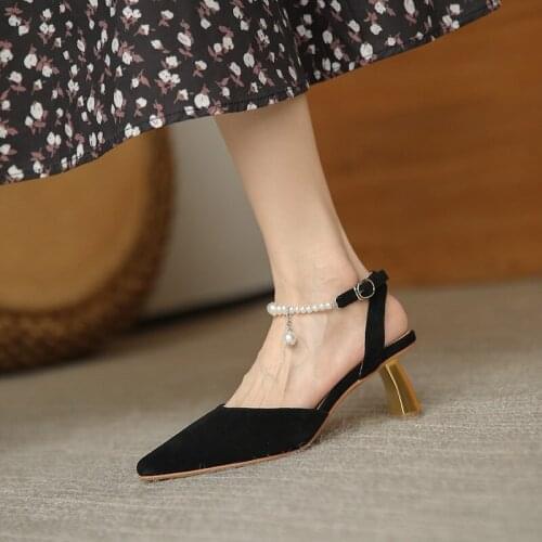 Summer Shoes Women Dress Shoes Ankle Strap Pumps Pointed Toe Hollow Outs Sandals High Heels Ol Office Lady Zapatos Mujer