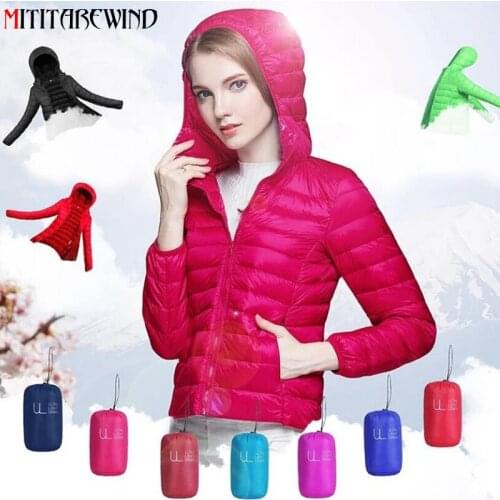 Ultra Light Hooded Down Parkas Winter Womens Jacket Lightweight White Duck Down Coat Women Slim Fit Warm Female Down Jacket