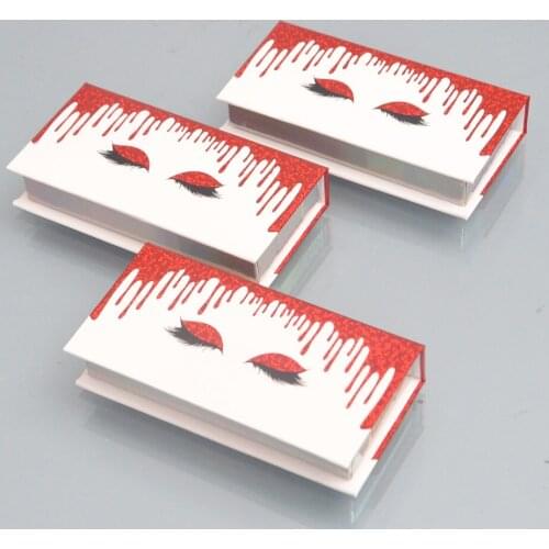Wholesale 50/100/pack false eyelash packaging box lash boxes custom logo faux cils 25mm mink eyelashes Red Quicksand case
