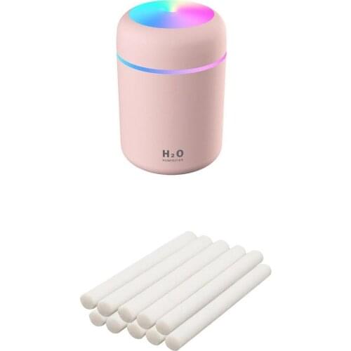 USB Essential Oil Diffuser Air Humidifier Pink + 10pcs Cotton Filter Sticks