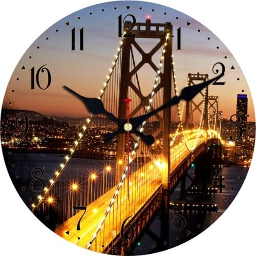 Vintage Wall Clocks Scenery Design Silent Corridor Cafe Office Kitchen Home Watches Home Decor Large Wall Clock No Ticking Sound